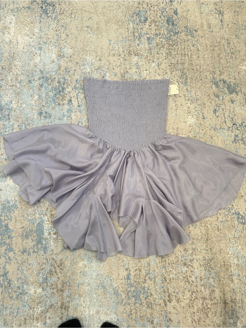 Free People Lavender Strapless Ruffled Skater Dress